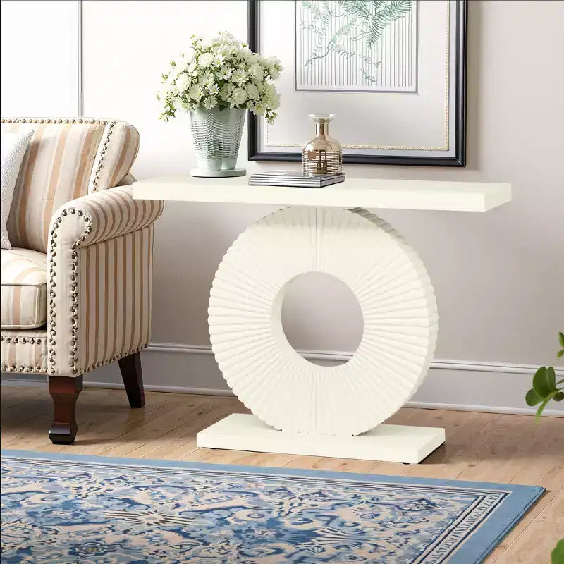 MAYEERTY Table console glamour de 40 pouces, plateau texturé abstrait de 1,57 pouce d'épaisseur, capacité de charge de 120 lb
