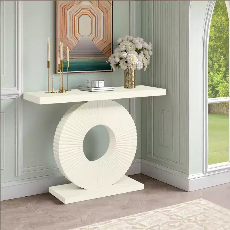 MAYEERTY Table console glamour de 40 pouces, plateau texturé abstrait de 1,57 pouce d'épaisseur, capacité de charge de 120 lb