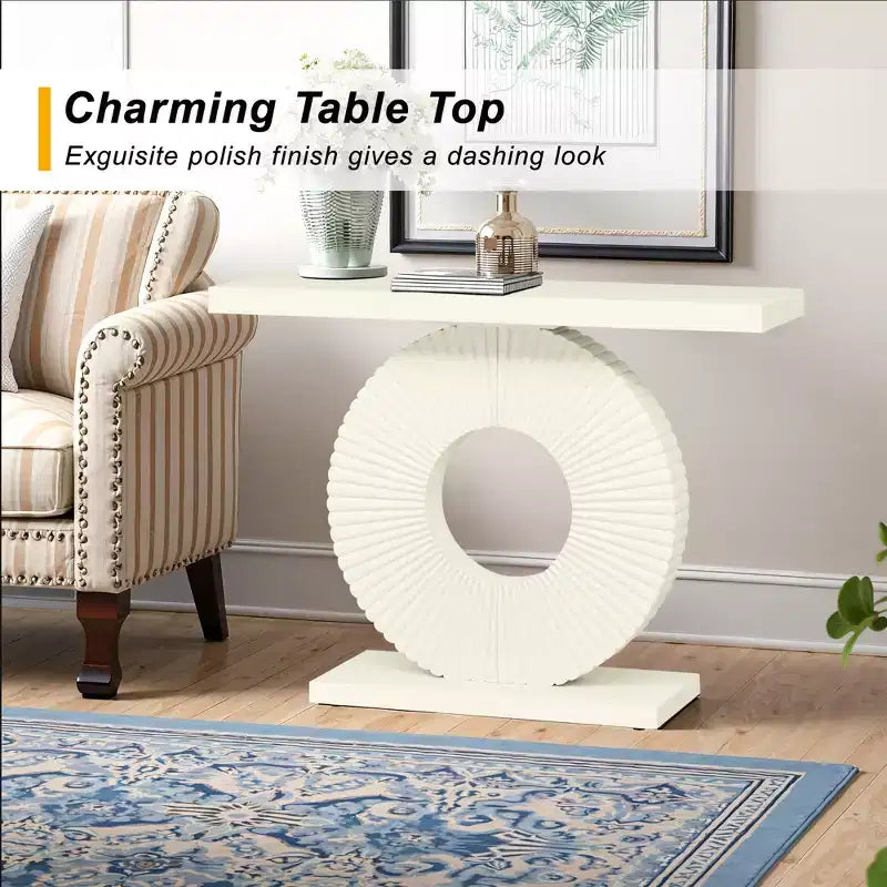 MAYEERTY Table console glamour de 40 pouces, plateau texturé abstrait de 1,57 pouce d'épaisseur, capacité de charge de 120 lb
