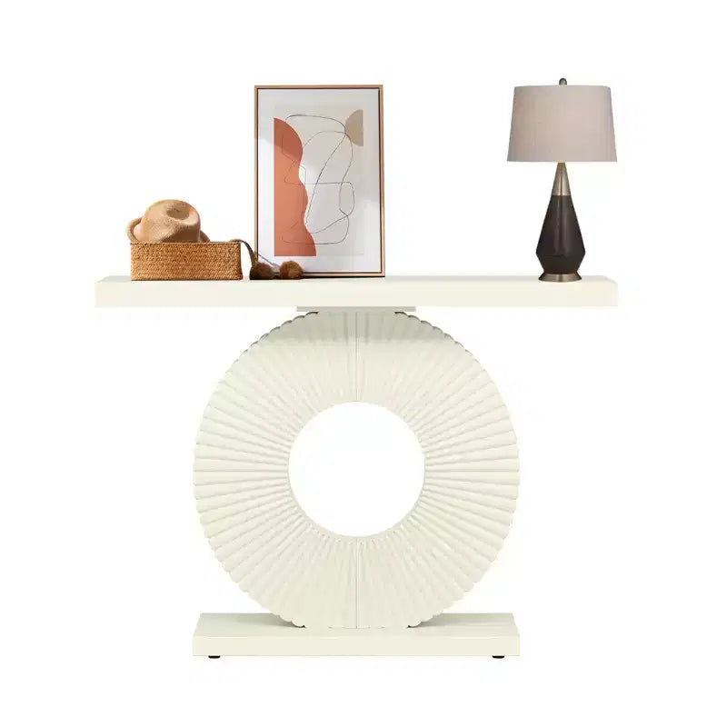 MAYEERTY Table console glamour de 40 pouces, plateau texturé abstrait de 1,57 pouce d'épaisseur, capacité de charge de 120 lb