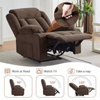 Fauteuil inclinable, Canapé inclinable manuel avec massage et chaleur, Fauteuil à bascule surrembourré avec poches latérales, poches avant et porte-gobelet pour salon