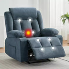 Recliner Chair, Manual Reclining Sofa with Massage and Heat, Overstuffed Rocking Chair w/ Side Pockets, Front Pockets and Cup Holder for Living Room