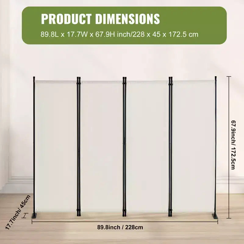 Séparateur de pièce VEVOR, Cloison de séparation à 4 panneaux et paravents pliables, Séparateurs de pièce en tissu pour bureau, chambre, salle à manger, Blanc