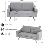 Canapé Dyonery 65,4, canapé confortable en lin, petit canapé moderne médiéval, avec coussins à ressorts, cadre en bois massif, assemblage sans outils