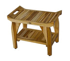 Banc de douche compact rectangulaire en teck HomeRoots avec poignées et finition naturelle
