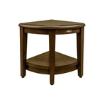 HomeRoots Curvilinear Dark Brown Teak 18 Corner Shower Bench With Shelf