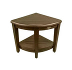 Banc de douche d'angle HomeRoots Curvilinear en teck marron foncé de 18 po avec étagère