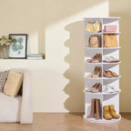 VEVOR Tour de rangement à chaussures rotative à 6 niveaux, présentoir à chaussures rotatif à 360°, carrousel rond de rangement à chaussures, organisateur de chaussures Lazy Susan, blanc