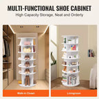 VEVOR Tour de rangement à chaussures rotative à 6 niveaux, présentoir à chaussures rotatif à 360°, carrousel rond de rangement à chaussures, organisateur de chaussures Lazy Susan, blanc