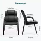 MAYEERTY Chaises Lot de 2 Fauteuils de Conférence et Réception avec Accoudoirs Rembourrés en Cuir PU Noir