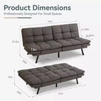 Dyonery 68 Futon Canapé-lit Convertible avec Mousse à Mémoire de Forme, Canapé Pliant, Lit de Repos
