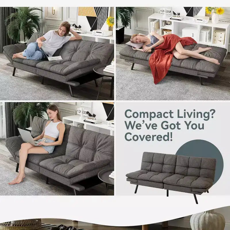 Dyonery 68 Futon Canapé-lit Convertible avec Mousse à Mémoire de Forme, Canapé Pliant, Lit de Repos