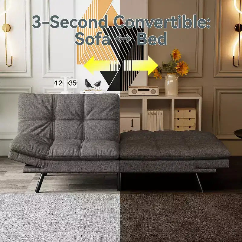 Dyonery 68 Futon Canapé-lit Convertible avec Mousse à Mémoire de Forme, Canapé Pliant, Lit de Repos