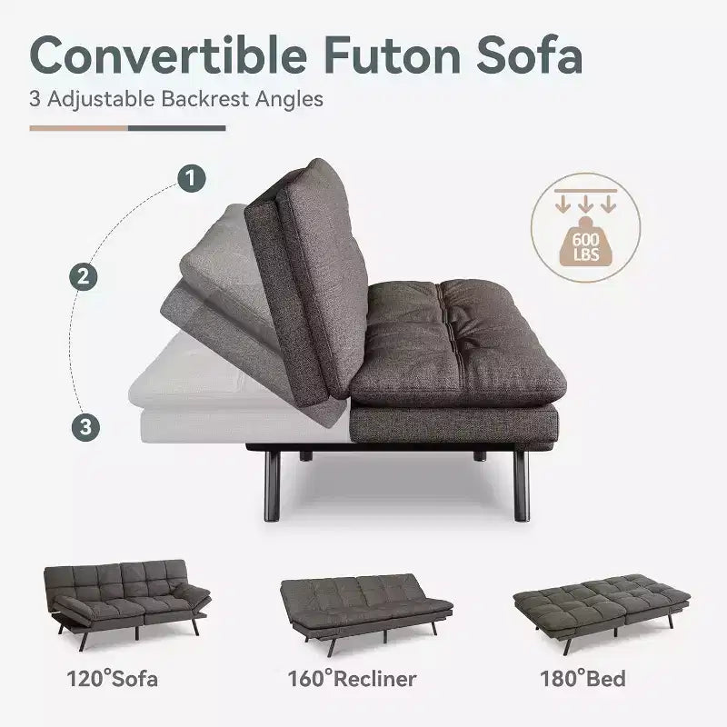 Dyonery 68 Futon Canapé-lit Convertible avec Mousse à Mémoire de Forme, Canapé Pliant, Lit de Repos
