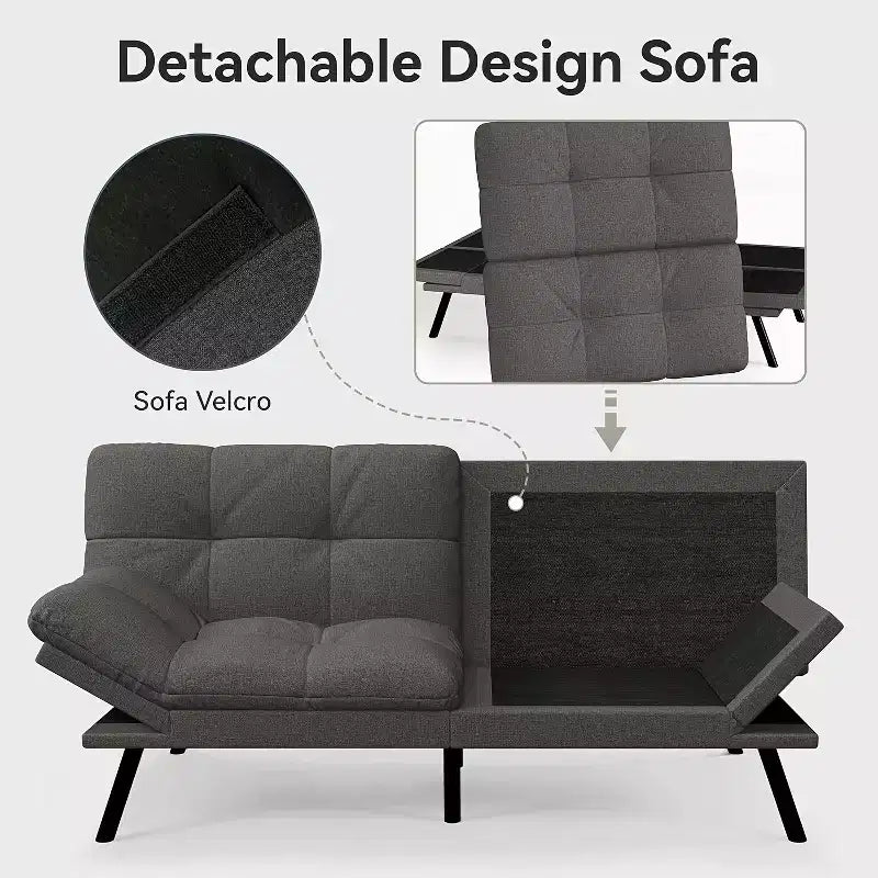 Dyonery 68 Futon Canapé-lit Convertible avec Mousse à Mémoire de Forme, Canapé Pliant, Lit de Repos