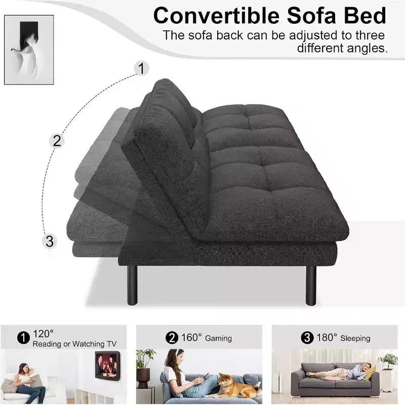 Dyonery 68 Futon Canapé-lit Convertible avec Mousse à Mémoire de Forme, Canapé Pliant, Lit de Repos