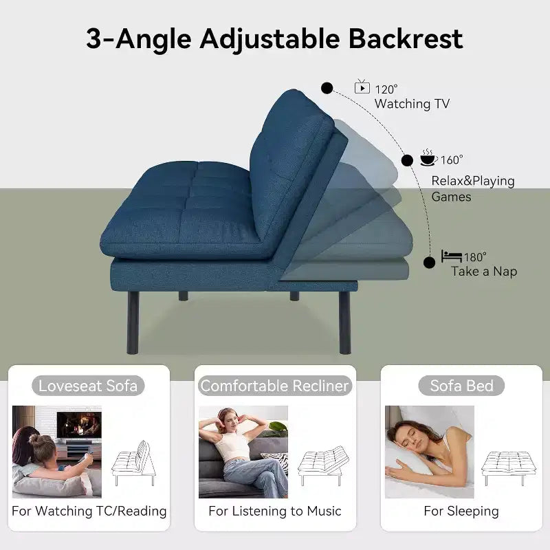 Dyonery 68 Futon Canapé-lit Convertible avec Mousse à Mémoire de Forme, Canapé Pliant, Lit de Repos
