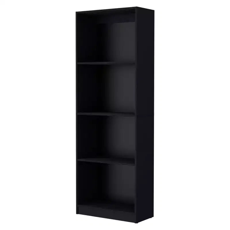 HomeRoots 71 Black Wood Four Tier Bookcase