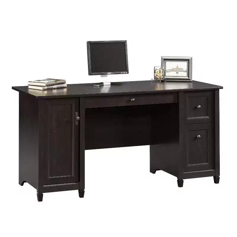 HomeStock 30 in.H Black Color Wood Computer Desks with All Purpose Drawer