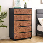 5/6/7 Drawers Dresser for Bedroom, Chest of Drawers with Vintage Circle Handle, Wood Dresser