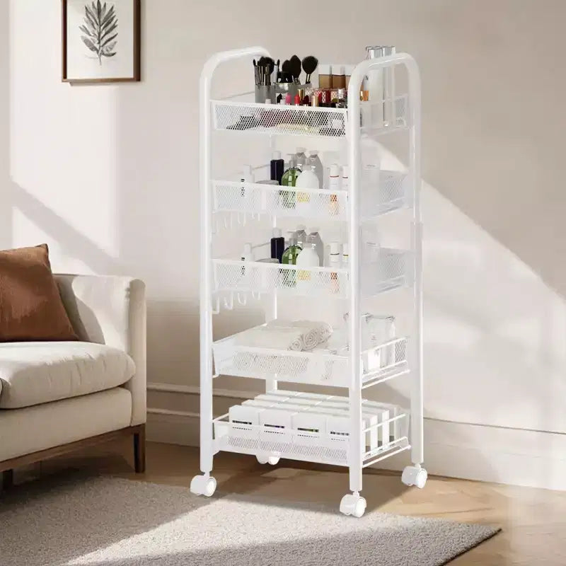 Étagère de rangement à 5 niveaux GustoWave avec roues rotatives pour la cuisine