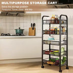 Étagère de rangement à 5 niveaux GustoWave avec roues rotatives pour la cuisine