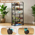 Étagère de rangement à 5 niveaux GustoWave avec roues rotatives pour la cuisine
