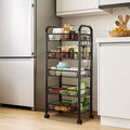 GustoWave 5-Tier Storage Rack with Rotating Wheels for Kitchen