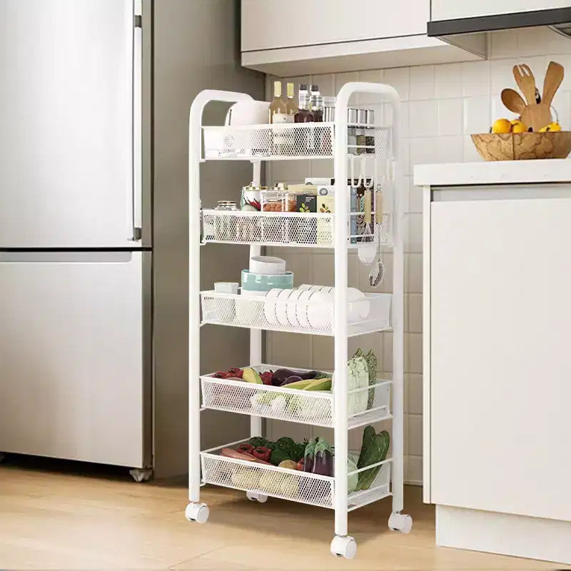 Étagère de rangement à 5 niveaux GustoWave avec roues rotatives pour la cuisine