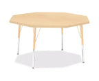 Table octogonale Jonti-Craft Berries avec plateau/bordure en érable, hauteur maternelle, 122 x 122 cm, beige