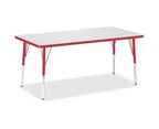 Table rectangulaire Jonti-Craft Berries avec bordure colorée, hauteur adulte, 76 x 152 cm, rouge