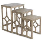 Royal Hampton Ensemble de 3 tables gigognes d'appoint | Structure géométrique | Bois d'acajou massif