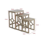 Royal Hampton Ensemble de 3 tables gigognes d'appoint | Structure géométrique | Bois d'acajou massif
