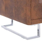 vidaXL Fauteuil cube – Revêtement en similicuir marron façon daim, conception ergonomique, cadre en bois robuste, pieds chromés élégants, assise confortable