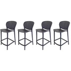 HomeRoots Set of Four 30 Dark Gray Heavy Duty Plastic Low Back Bar Height Bar Chairs