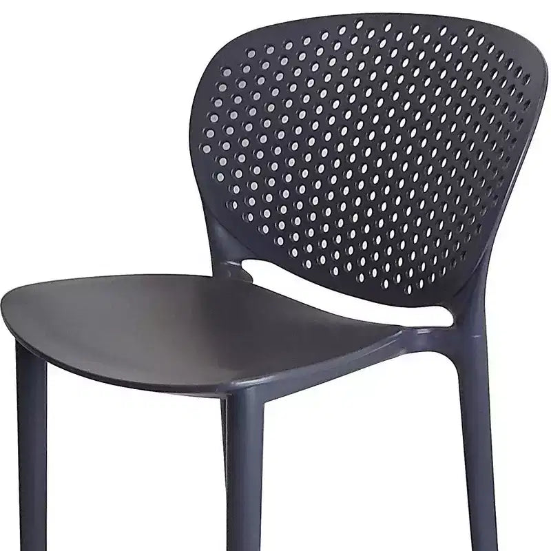 HomeRoots, lot de quatre chaises de bar de 76 cm de haut à dossier bas en plastique gris foncé très résistant
