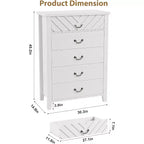 Commode Acekool Farmhouse à 5 tiroirs, commode de rangement verticale haute de 114 cm avec façades de tiroirs géométriques pour chambre, placard, entrée