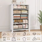 Commode Acekool Farmhouse à 5 tiroirs, commode de rangement verticale haute de 114 cm avec façades de tiroirs géométriques pour chambre, placard, entrée