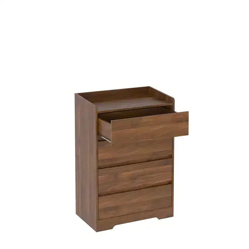 Commode de chambre moderne Okak avec 4 tiroirs, table de chevet étanche en bois, meuble de rangement pour salon, couloir, entrée, montage facile