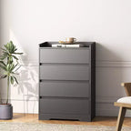Commode de chambre moderne Okak avec 4 tiroirs, table de chevet étanche en bois, meuble de rangement pour salon, couloir, entrée, montage facile
