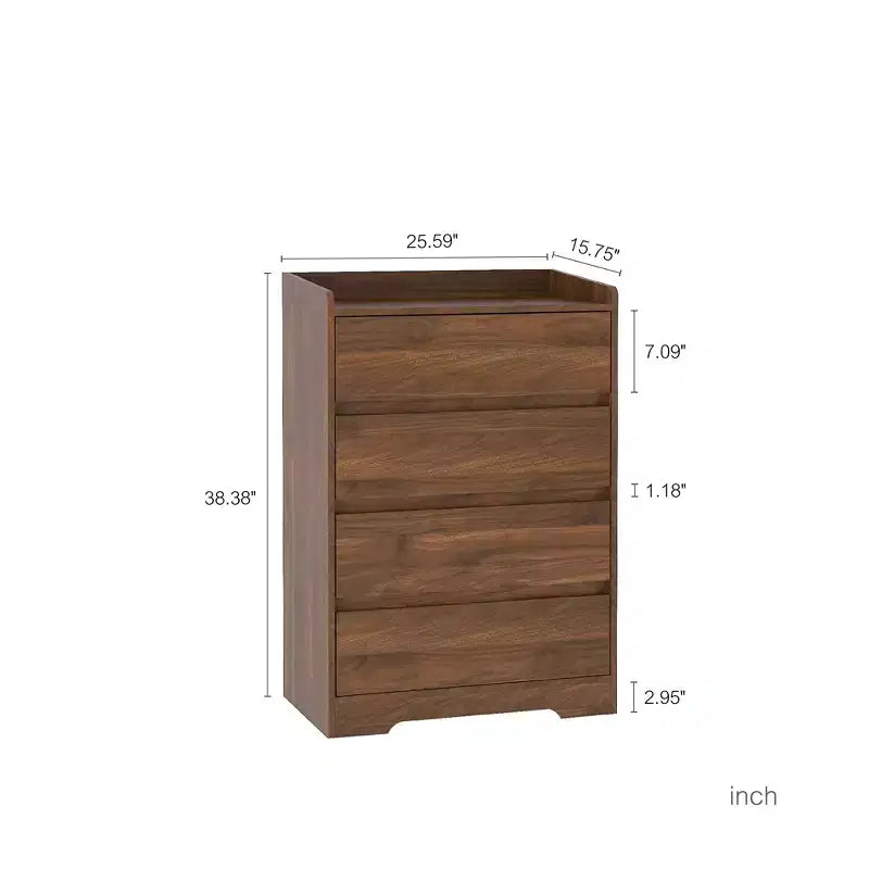 Commode de chambre moderne Okak avec 4 tiroirs, table de chevet étanche en bois, meuble de rangement pour salon, couloir, entrée, montage facile