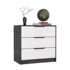 Commode de chambre moderne Okak à 3 tiroirs avec plateau supérieur, commode en bois, commode pour chambre/entrée/bureau