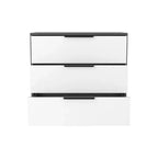 Commode de chambre moderne Okak à 3 tiroirs avec plateau supérieur, commode en bois, commode pour chambre/entrée/bureau