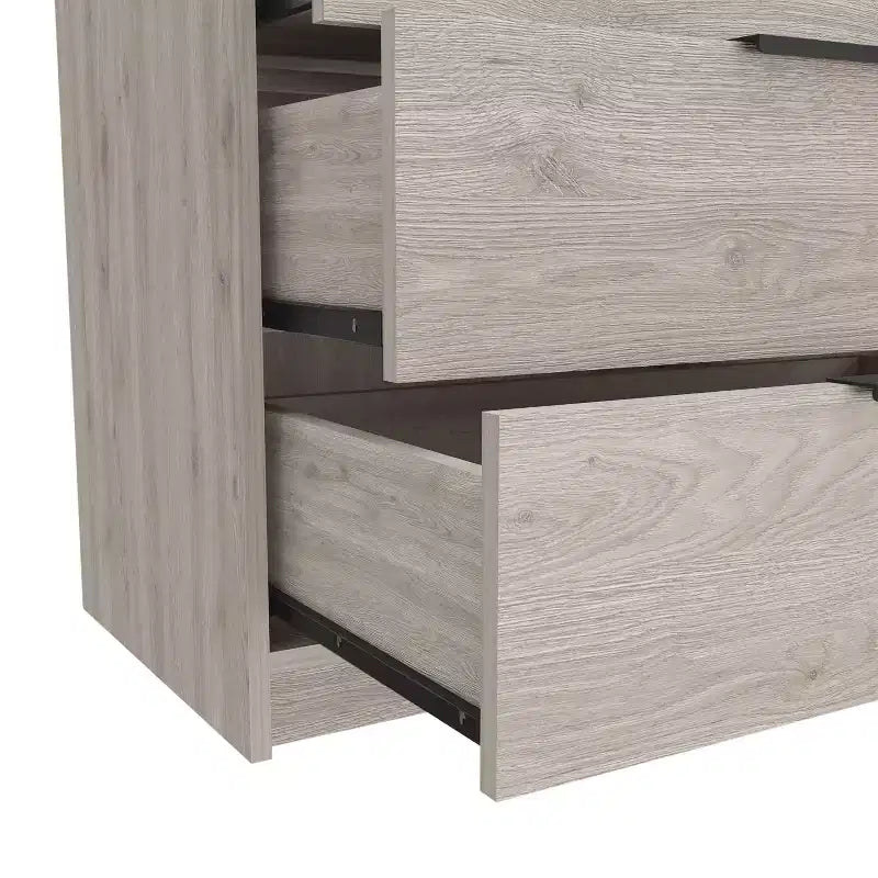 Commode de chambre moderne Okak à 3 tiroirs avec plateau supérieur, commode en bois, commode pour chambre/entrée/bureau