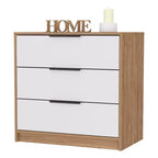 Commode de chambre moderne Okak à 3 tiroirs avec plateau supérieur, commode en bois, commode pour chambre/entrée/bureau