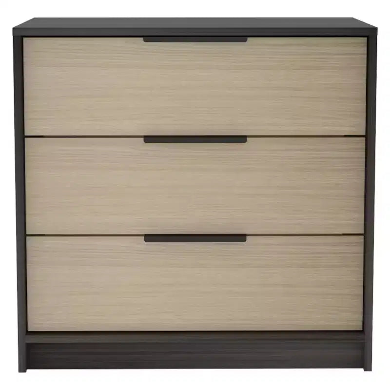 Commode de chambre moderne Okak à 3 tiroirs avec plateau supérieur, commode en bois, commode pour chambre/entrée/bureau
