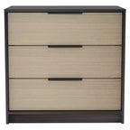 Commode de chambre moderne Okak à 3 tiroirs avec plateau supérieur, commode en bois, commode pour chambre/entrée/bureau