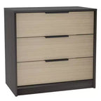 Commode de chambre moderne Okak à 3 tiroirs avec plateau supérieur, commode en bois, commode pour chambre/entrée/bureau