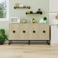 Okak Modern Storage Cabinet With 4 Carved Door&Adjustable Shelf, Sideboard Buffet Cabinet Coffee Bar For Living Room,Diningroom,Kitchen
