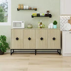 Okak Modern Storage Cabinet With 4 Carved Door&Adjustable Shelf, Sideboard Buffet Cabinet Coffee Bar For Living Room,Diningroom,Kitchen
